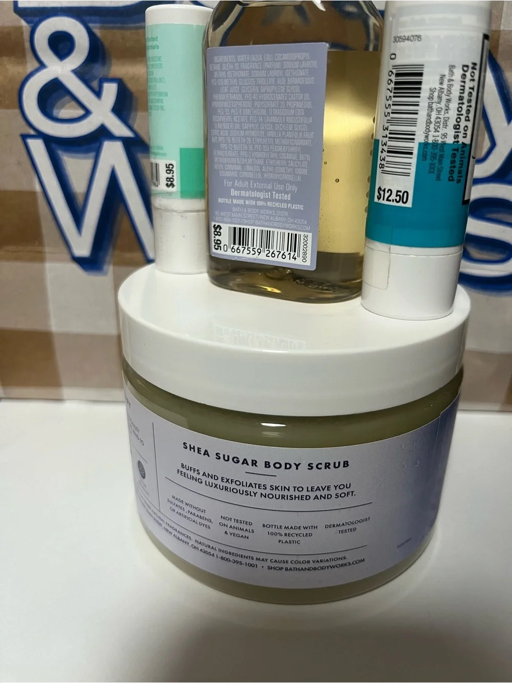 Bath & Body Works Lavender Vanilla Shea Sugar Body Scrub body care and lip set
